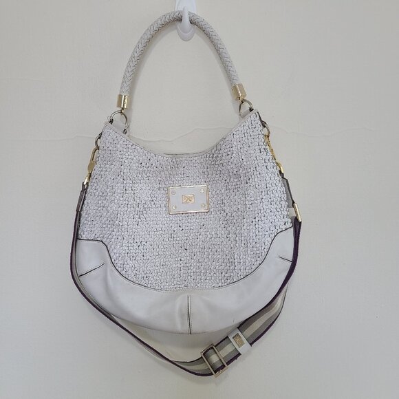 Anya Hindmarch Neeson Woven Shoulder Bag Leather Handbag White - Picture 1 of 8